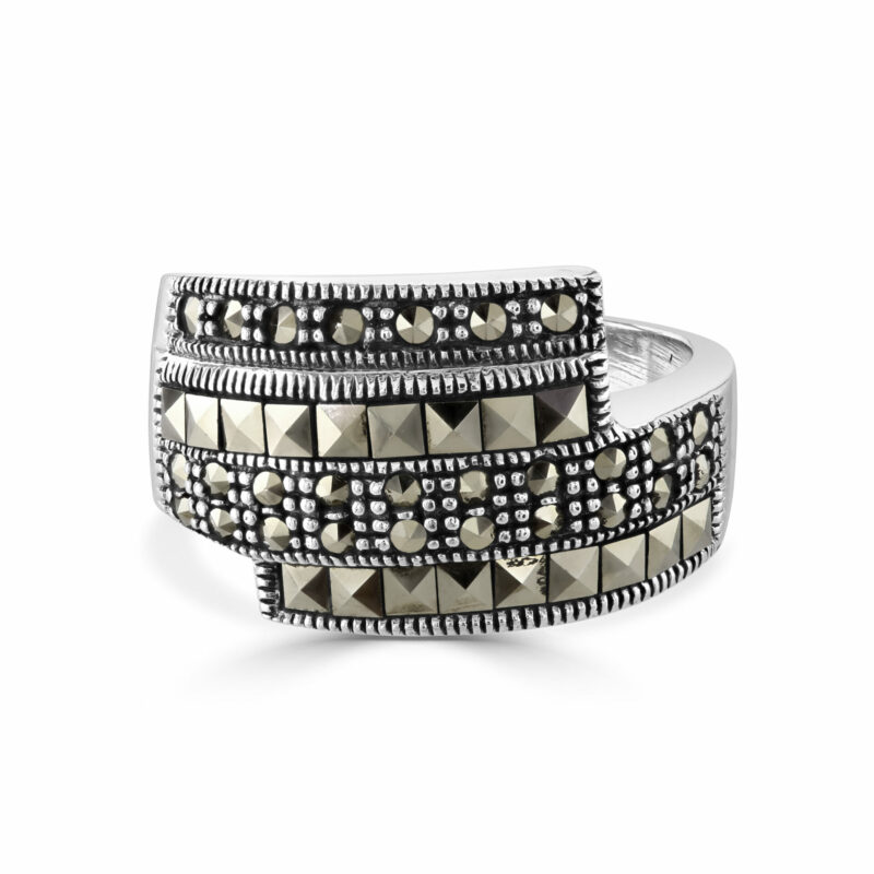 Buy Wide Band Marcasite Ring in Sterling Silver for £40 | Uneak Boutique